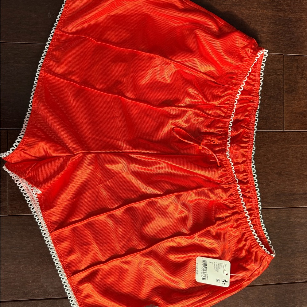 Free People Bright Red Athletic Shorts with White Trim